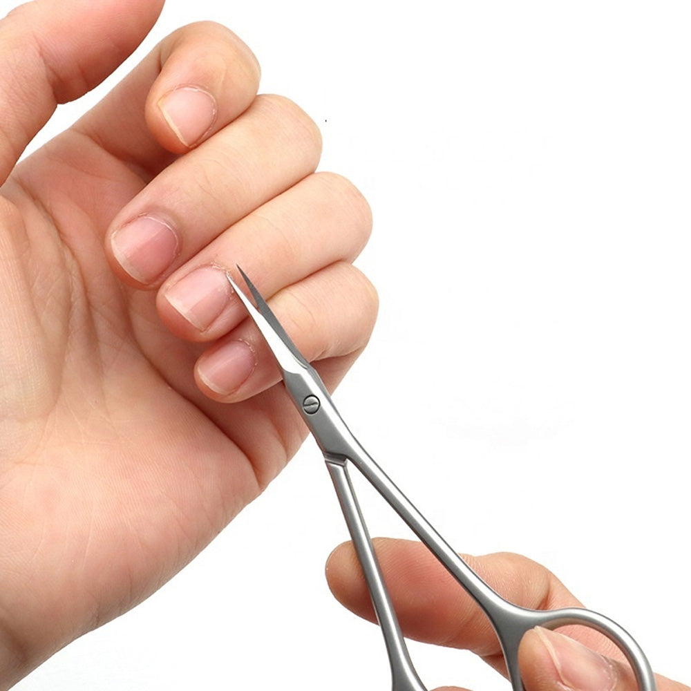 Ciseau ongle inox gris mat pointe fine précision