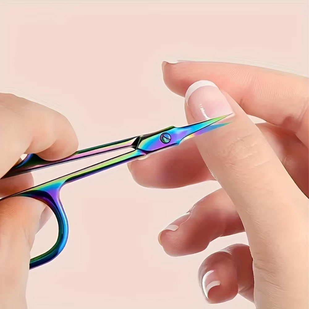 Ciseau cuticule pro arc-en-ciel courbé acier inoxydable
