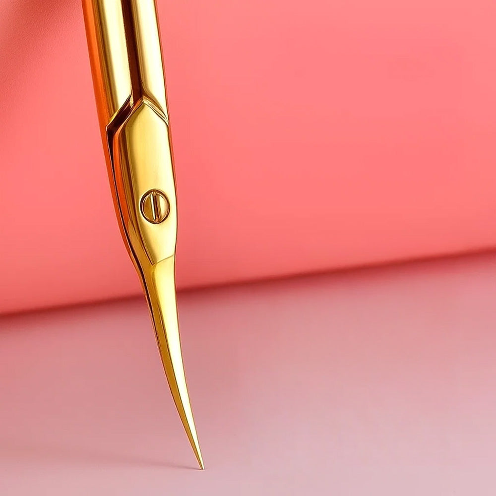 Ciseau ongle inox design doré pointe fine et précise