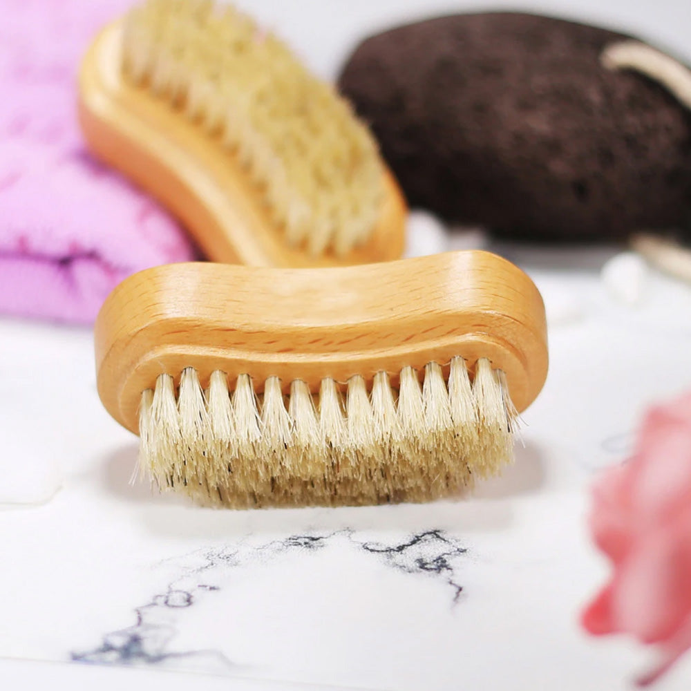 Brosse à ongle en bois double face pour nettoyage doux