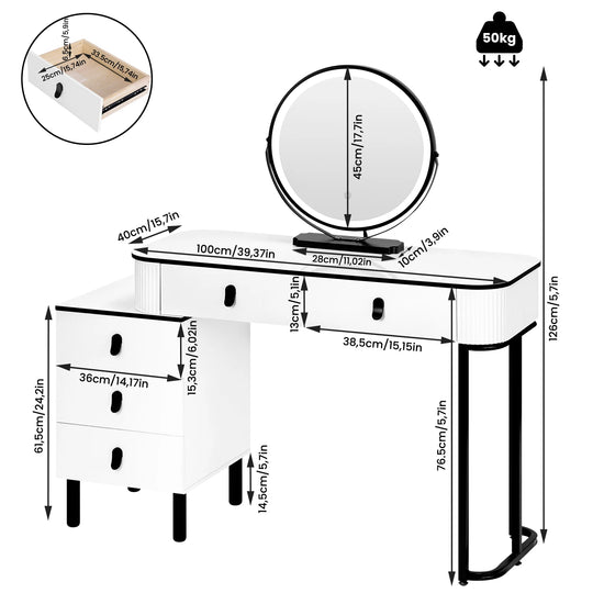 Table de manucure design blanc et noir