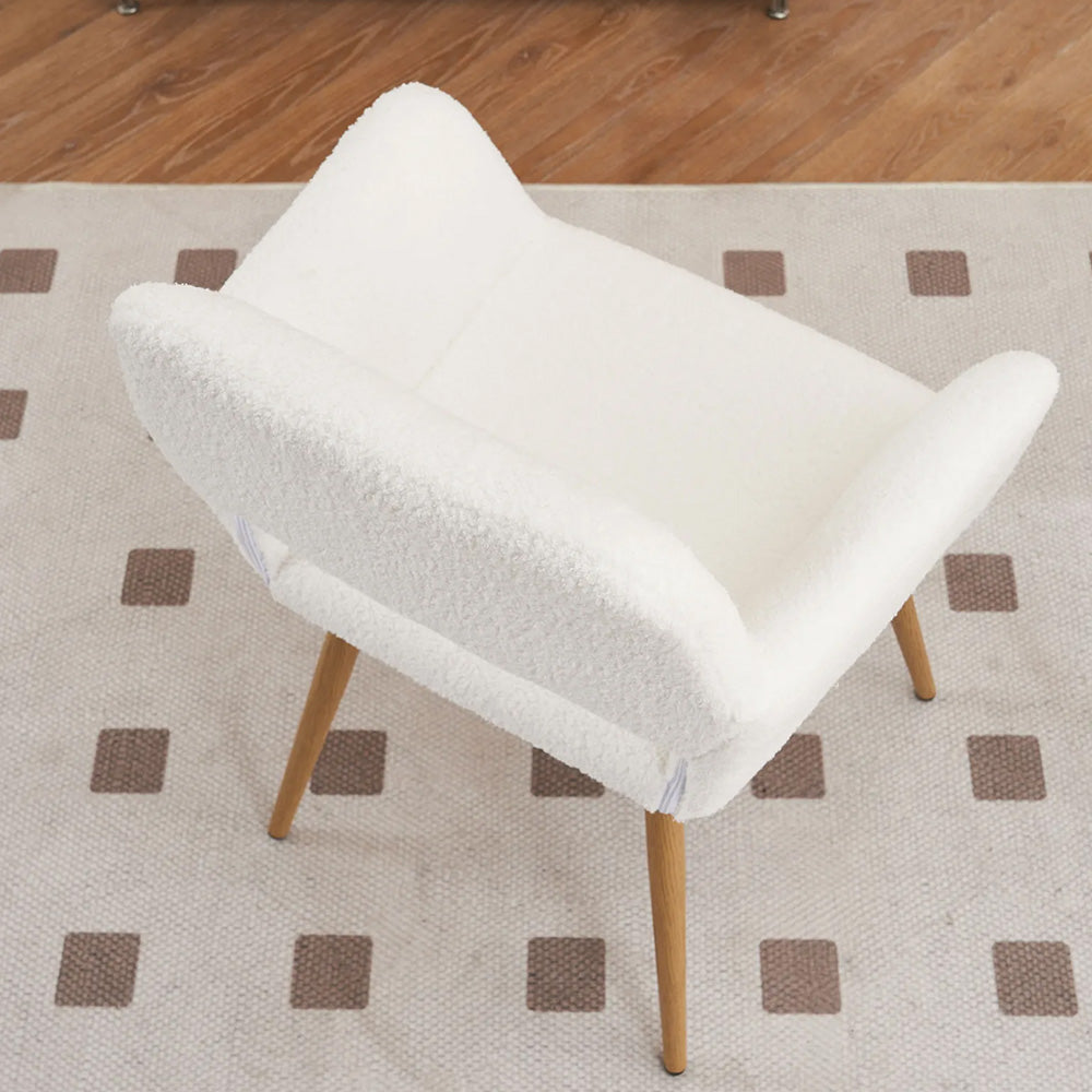 Chaise manucure cocooning tissu bouclette pieds bois design cosy-Nailona