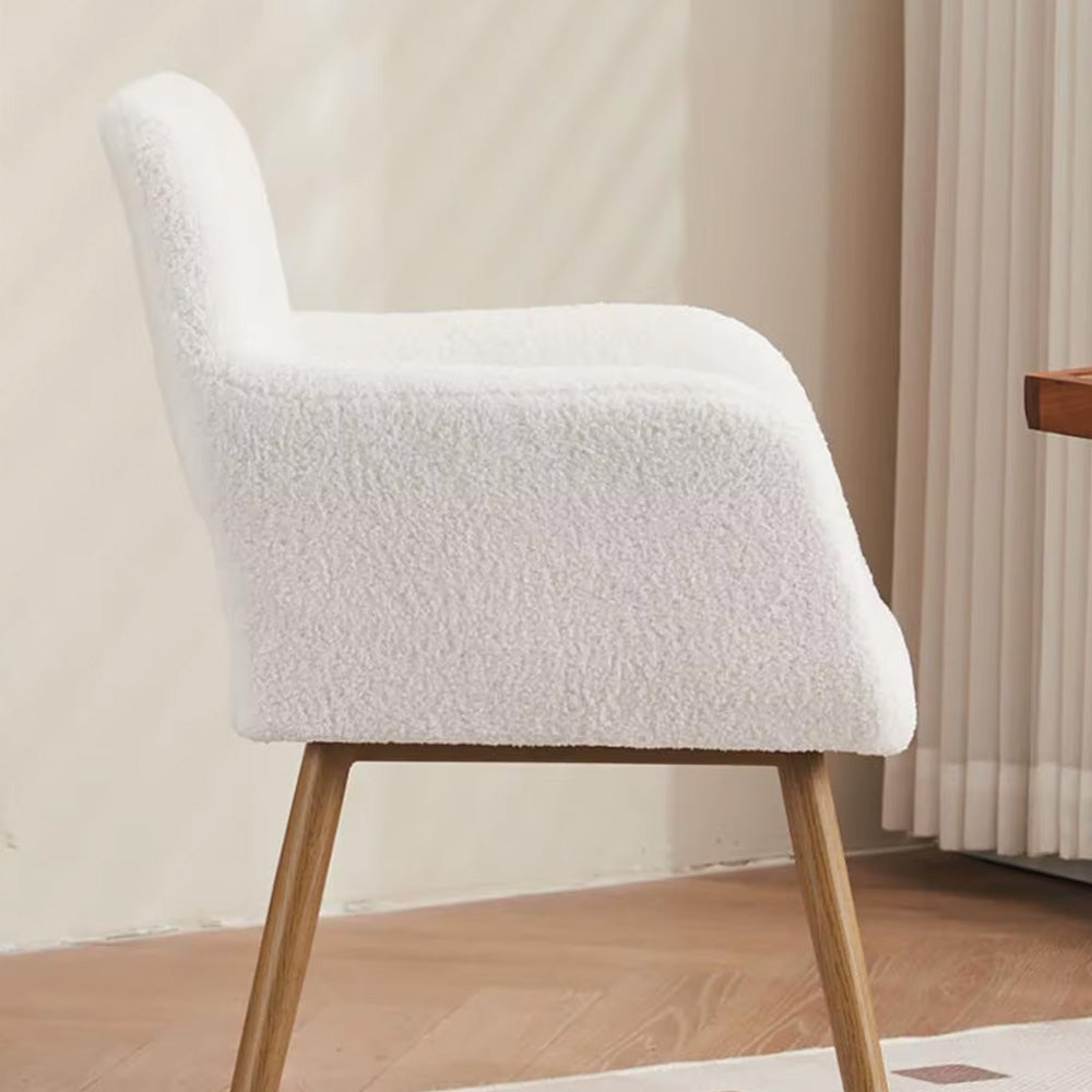 Chaise manucure cocooning tissu bouclette pieds bois design cosy-Nailona