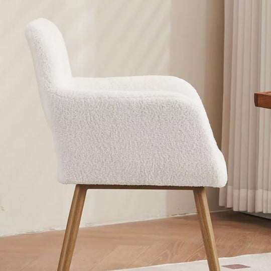 Chaise manucure cocooning tissu bouclette pieds bois design cosy-Nailona