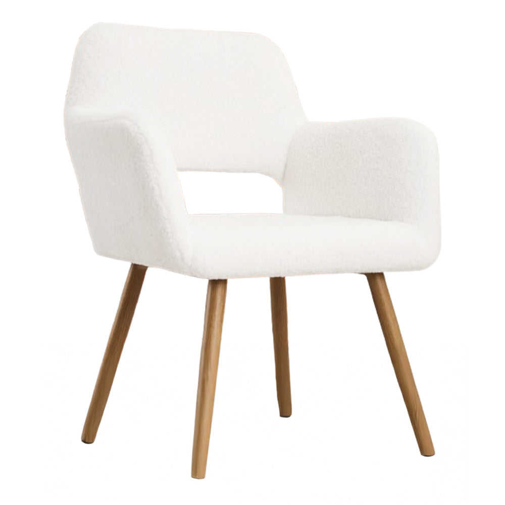 Chaise manucure cocooning tissu bouclette pieds bois design cosy-Nailona