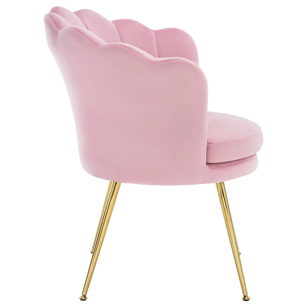 Chaise manucure élégance royale dossier coquillage pieds dorés-Nailona