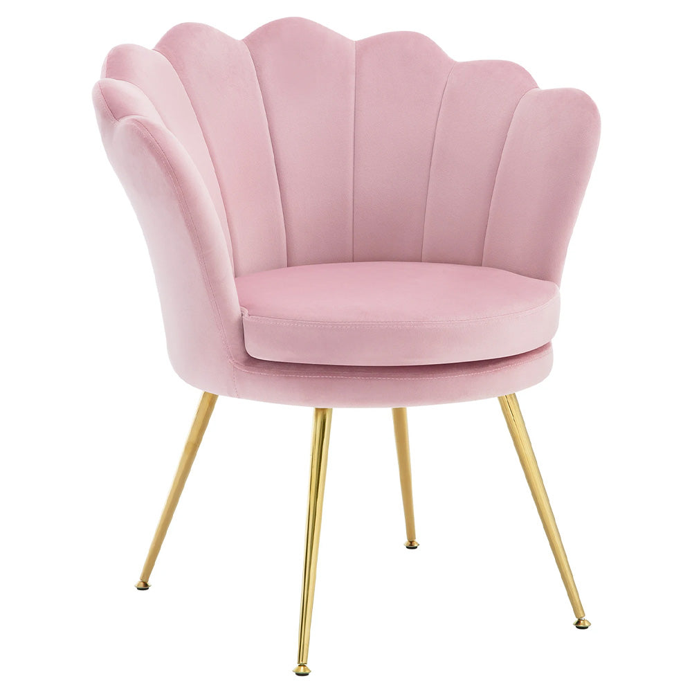 Chaise manucure élégance royale dossier coquillage pieds dorés-Nailona