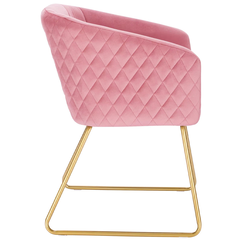 Chaise manucure velours luxe dossier matelassé pieds dorés-Nailona