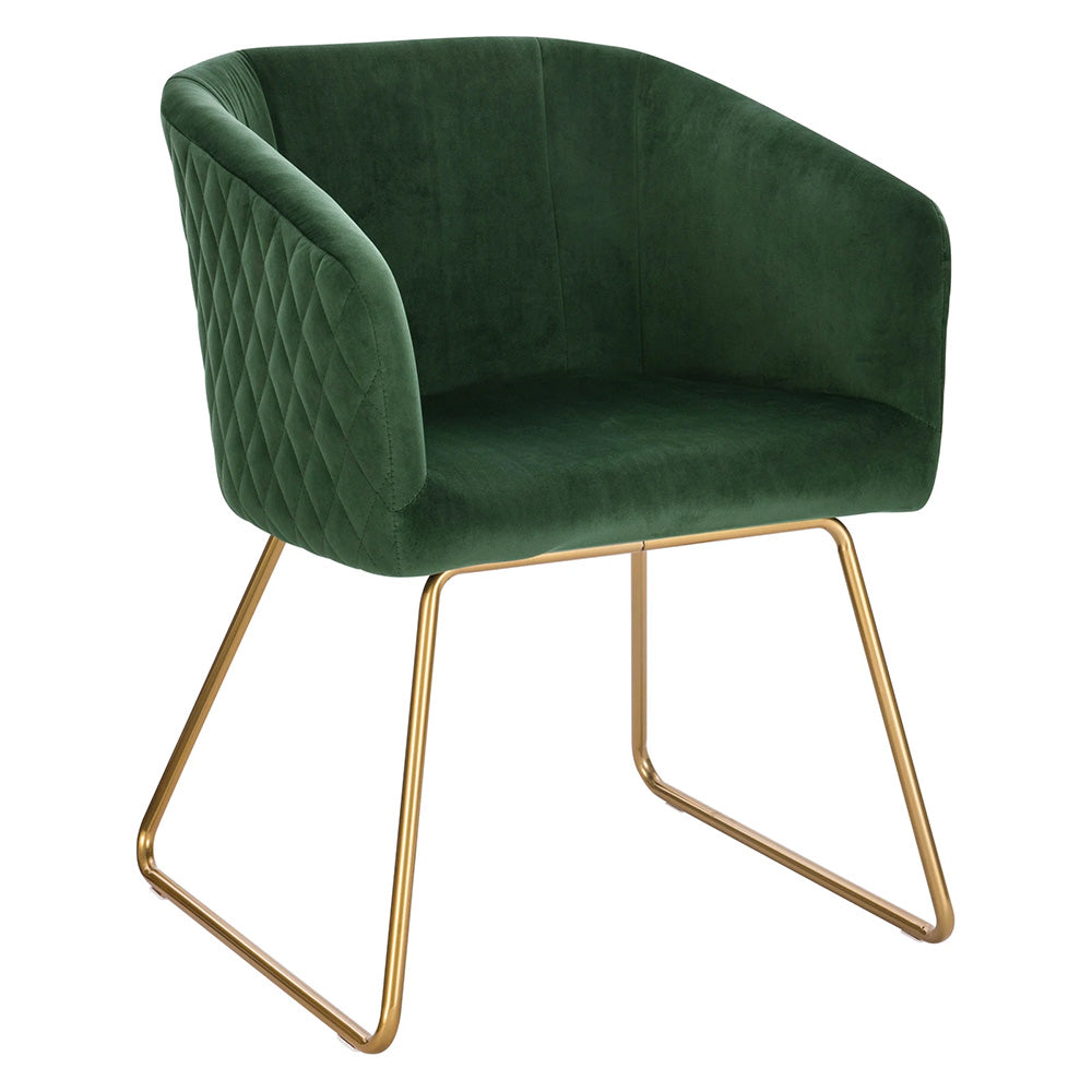 Chaise manucure velours luxe dossier matelassé pieds dorés-Nailona