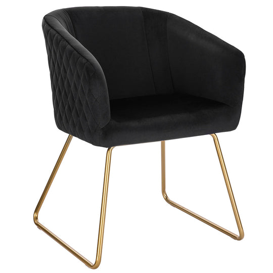 Chaise manucure velours luxe dossier matelassé pieds dorés-Nailona