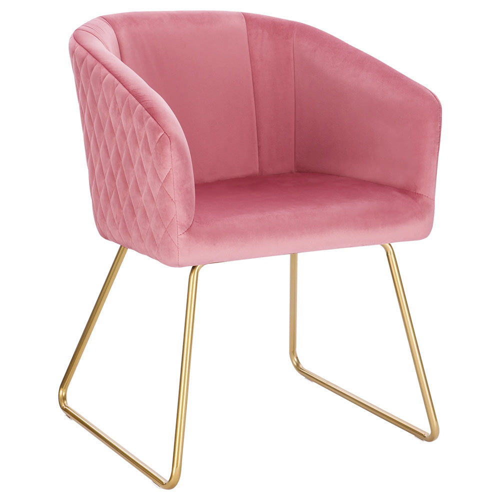 Chaise manucure velours luxe dossier matelassé pieds dorés-Nailona