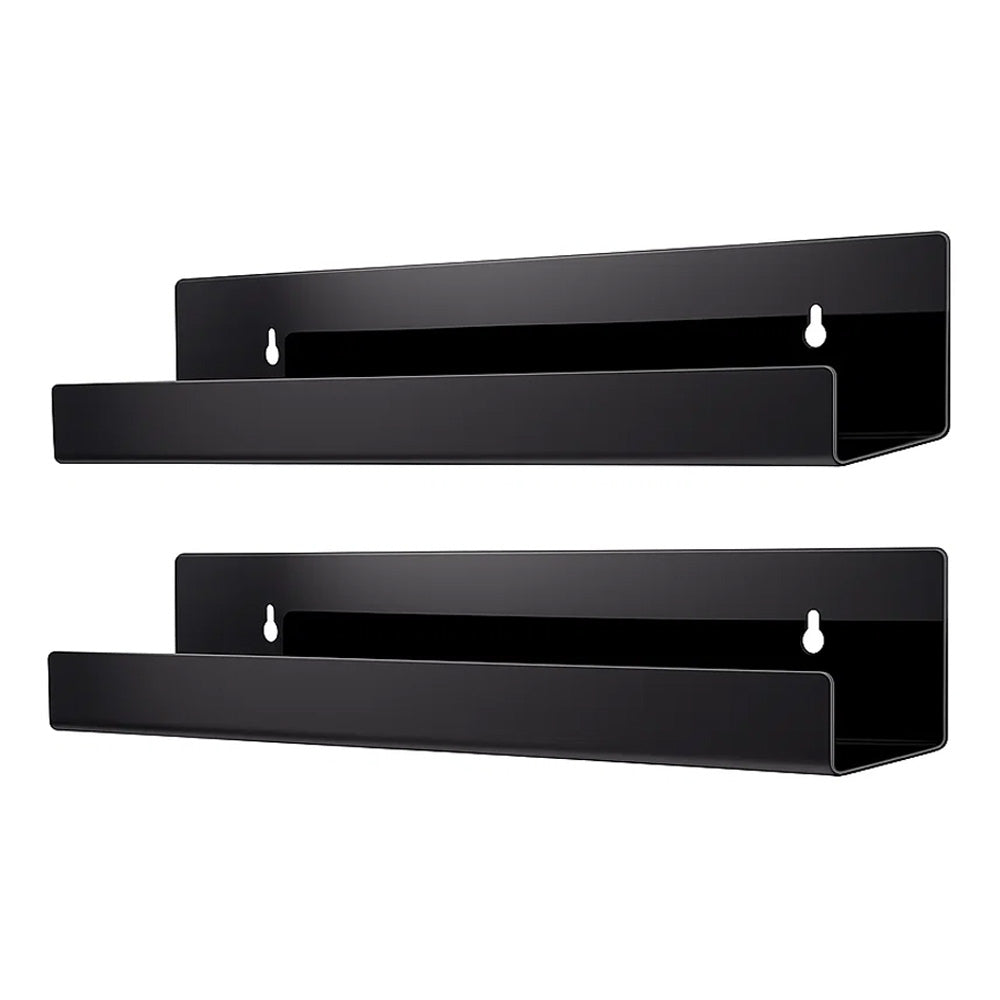 Etagère vernis murale noire brillante 35 cm 2 pièces-Nailona