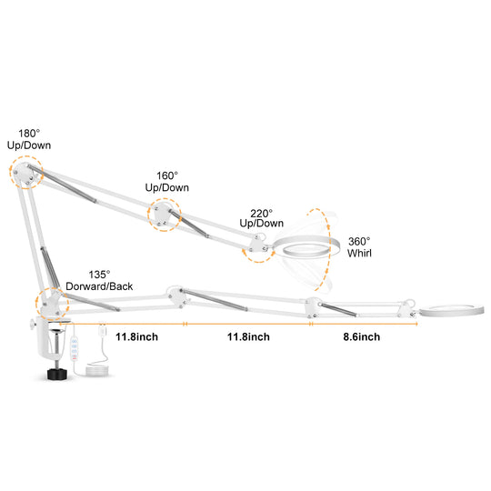 Lampe loupe esthétique professionnelle avec bras ajustable