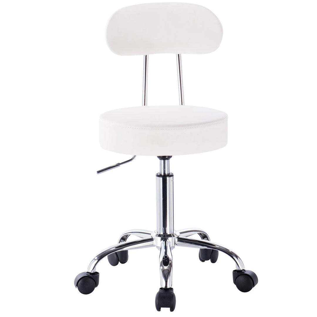 Tabouret manucure blanc minimaliste avec roulettes