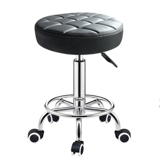 Tabouret manucure noir ajustable avec roulettes chromées