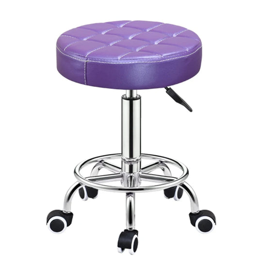 Tabouret manucure noir ajustable avec roulettes chromées