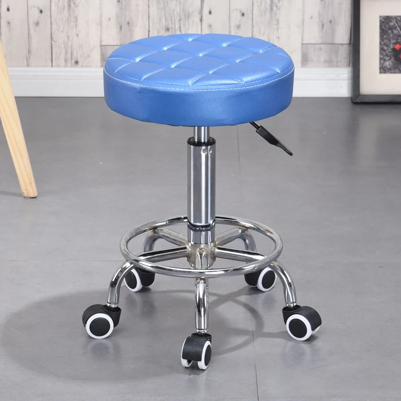 Tabouret manucure noir ajustable avec roulettes chromées