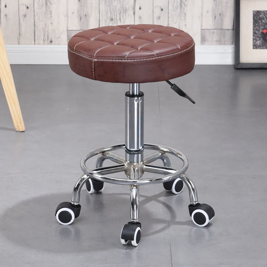 Tabouret manucure noir ajustable avec roulettes chromées