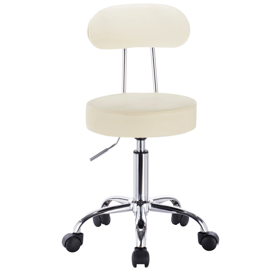 Tabouret manucure blanc minimaliste avec roulettes