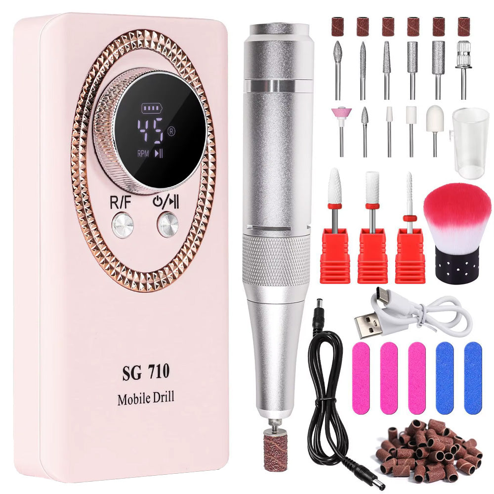 Ponceuse ongle 45000 RPM portable avec écran LCD-Nailona