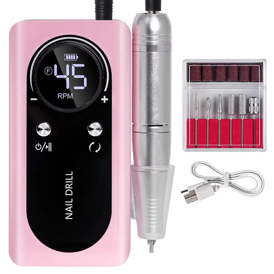 Ponceuse ongle 45000 RPM rechargeable avec écran LCD-Nailona