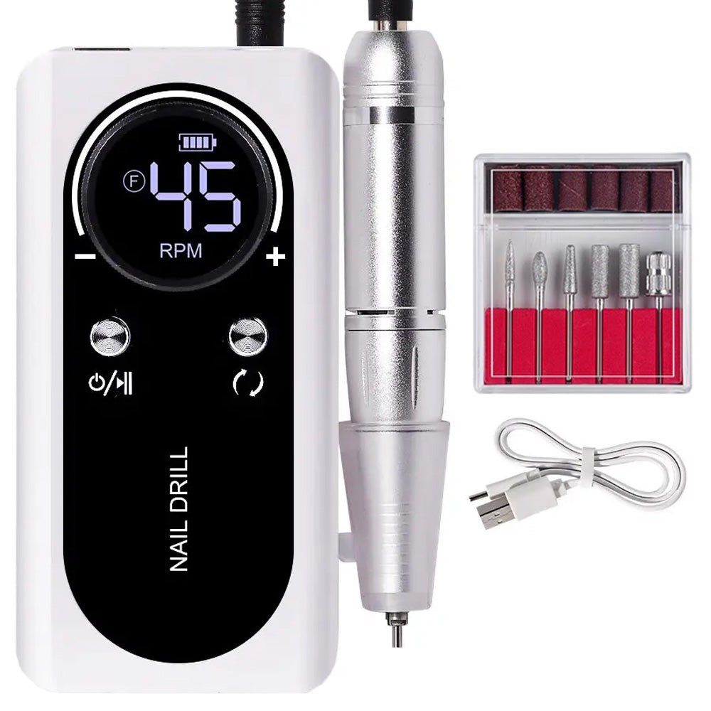 Ponceuse ongle 45000 RPM rechargeable avec écran LCD-Nailona