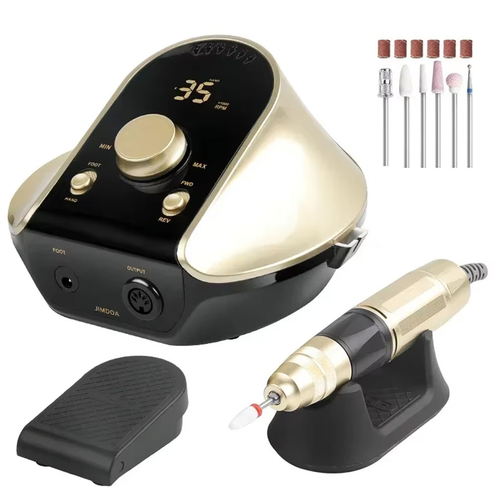 Ponceuse ongle dorée 35000 RPM puissante et élégante-Nailona