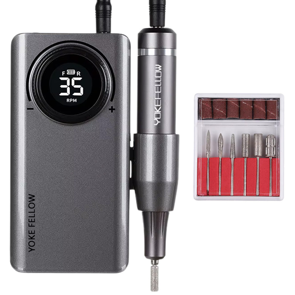 Ponceuse ongle professionnelle 35000 RPM sans fil avec 6 embouts-Nailona