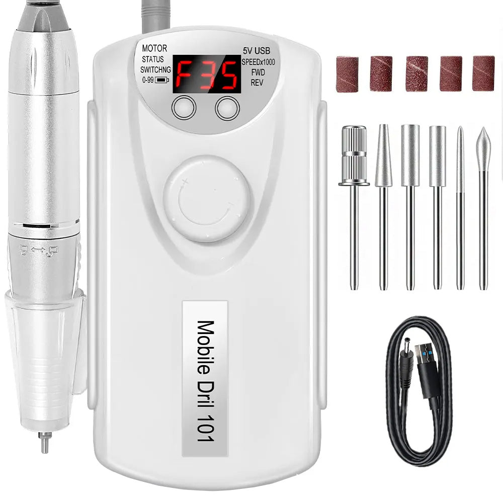 Ponceuse ongle professionnelle 35000 RPM sans fil rechargeable USB-Nailona