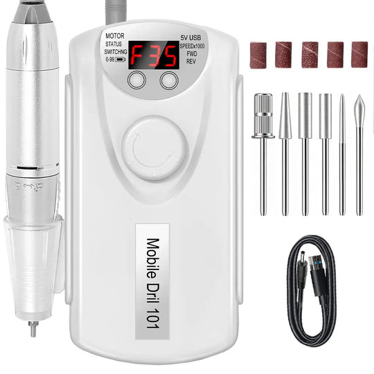 Ponceuse ongle professionnelle 35000 RPM sans fil rechargeable USB-Nailona
