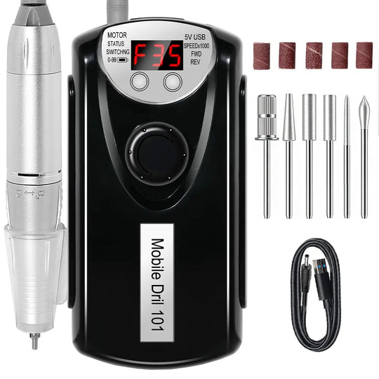 Ponceuse ongle professionnelle 35000 RPM sans fil rechargeable USB-Nailona