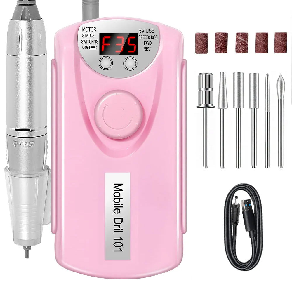 Ponceuse ongle professionnelle 35000 RPM sans fil rechargeable USB-Nailona