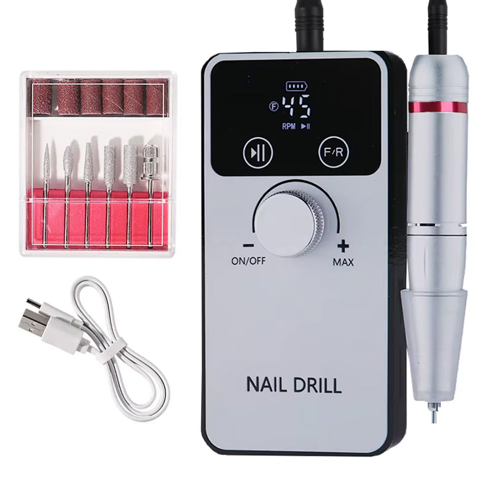 Ponceuse ongle professionnelle 45000 RPM rechargeable écran LCD-Nailona