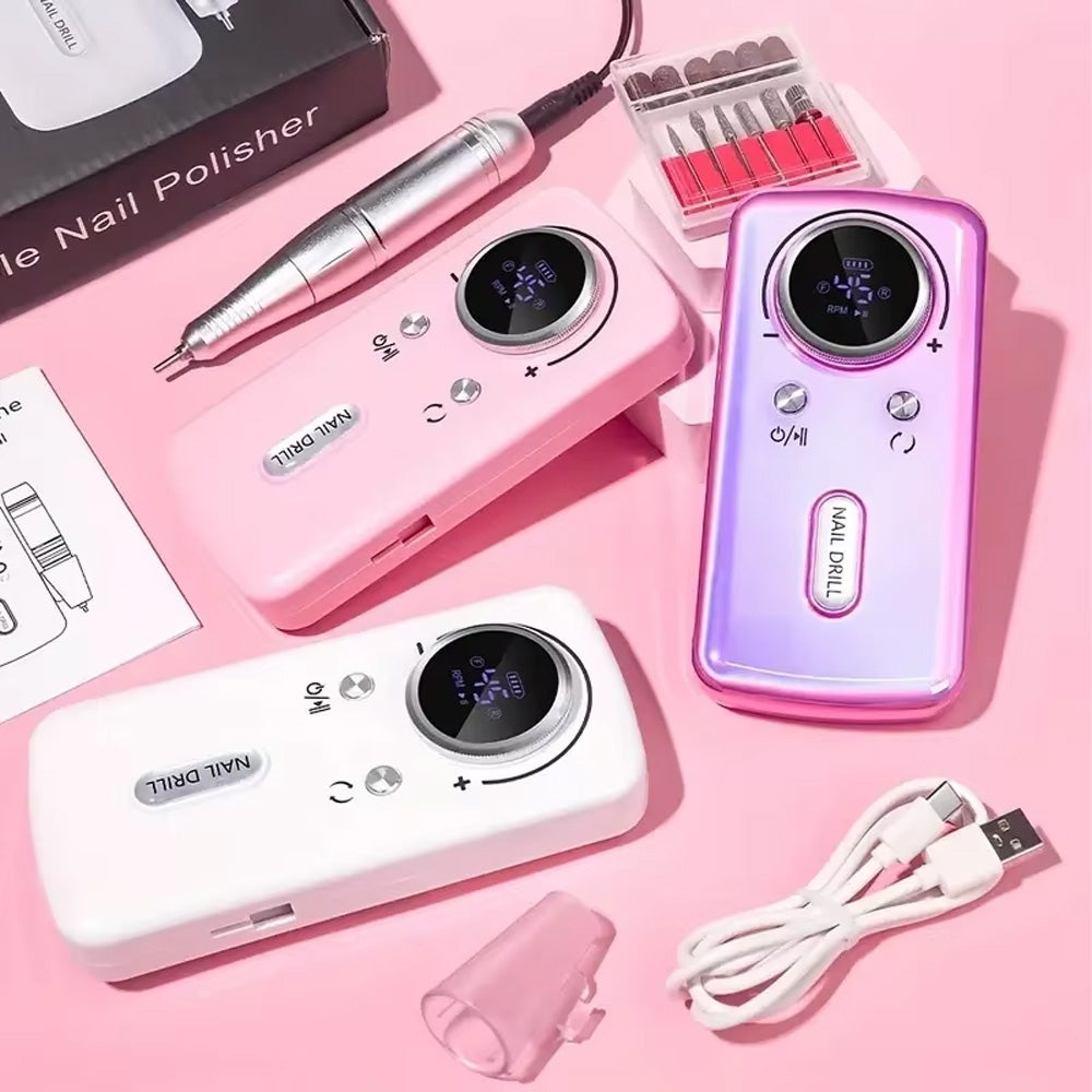 Ponceuse ongle professionnelle 45000 RPM rechargeable faible bruit-Nailona