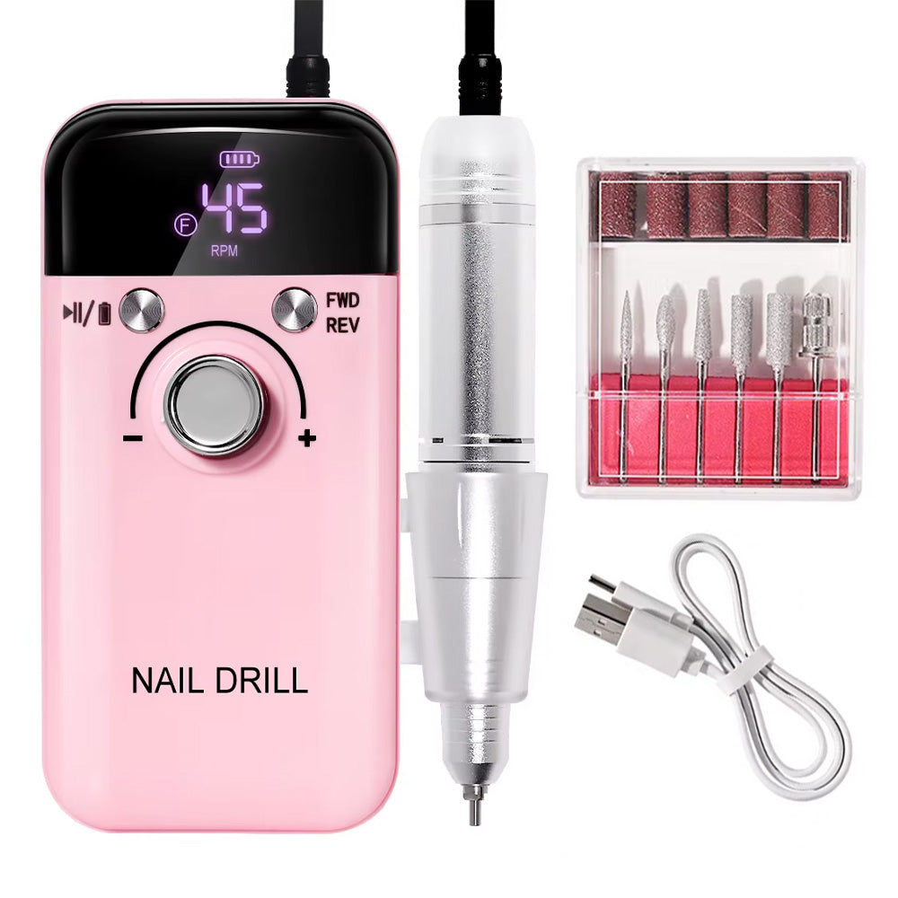 Ponceuse ongle professionnelle sans fil 45000 RPM LCD et précise-Nailona