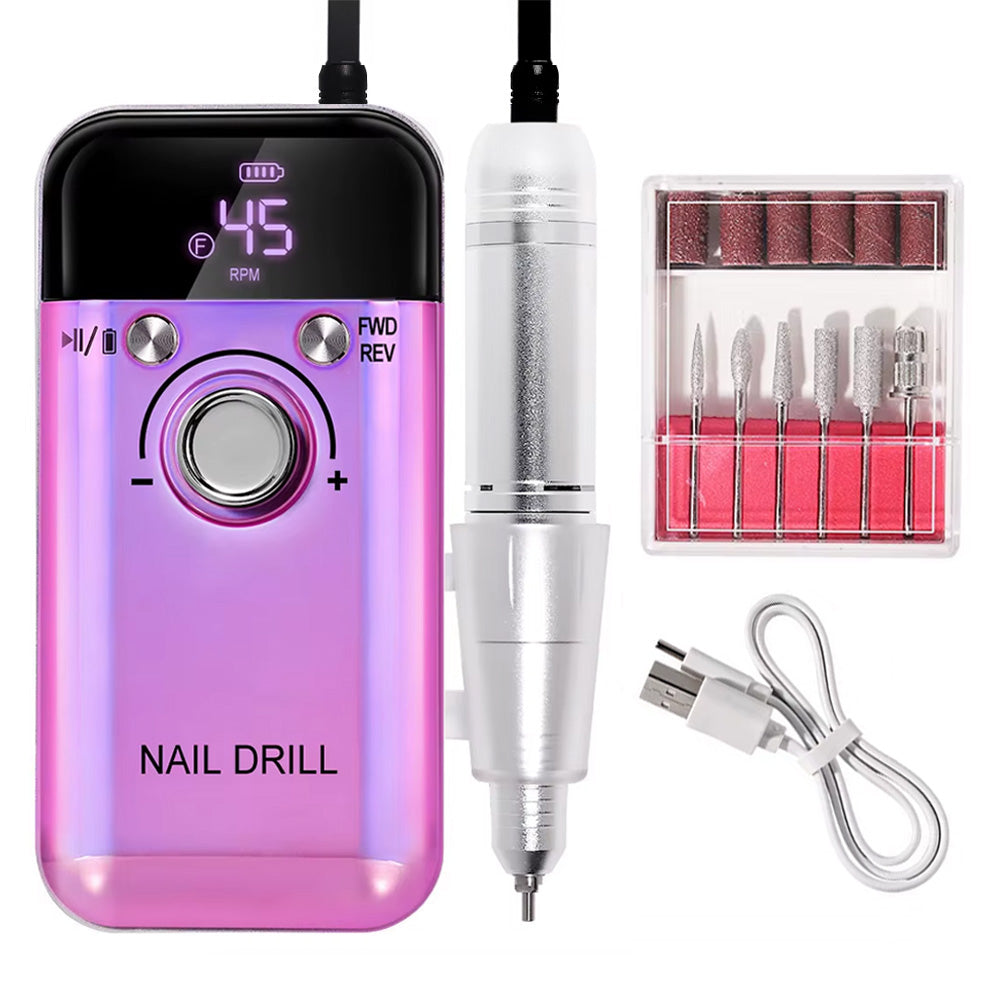 Ponceuse ongle professionnelle sans fil 45000 RPM LCD et précise-Nailona