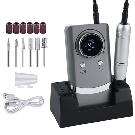 Ponceuse ongle sans fil professionnelle 45000 RPM sur socle-Nailona