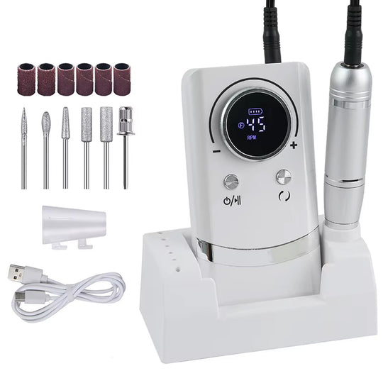 Ponceuse ongle sans fil professionnelle 45000 RPM sur socle-Nailona