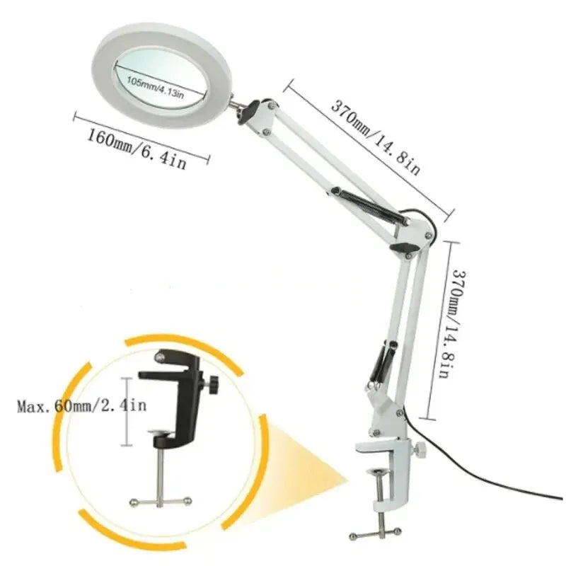 Lampe loupe esthétique 8X/10X avec bras ajustable et LED