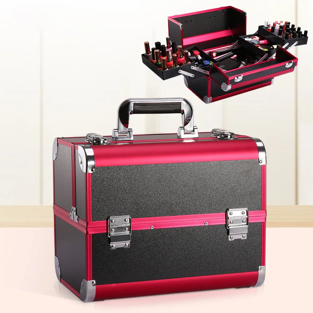 Valise esthétique professionnelle compacte rose corail