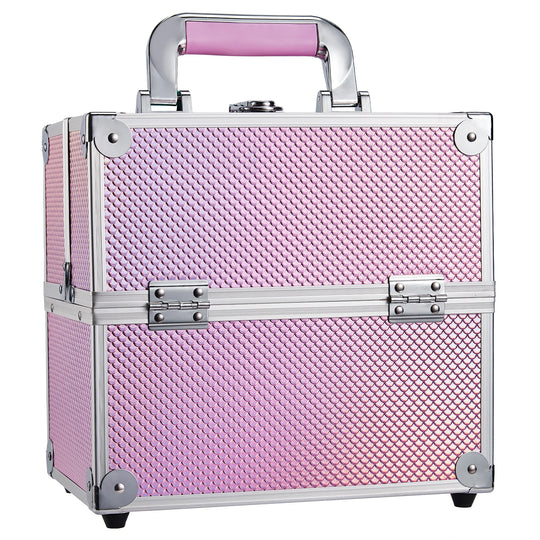 Valise manucure professionnelle portable rose poudre