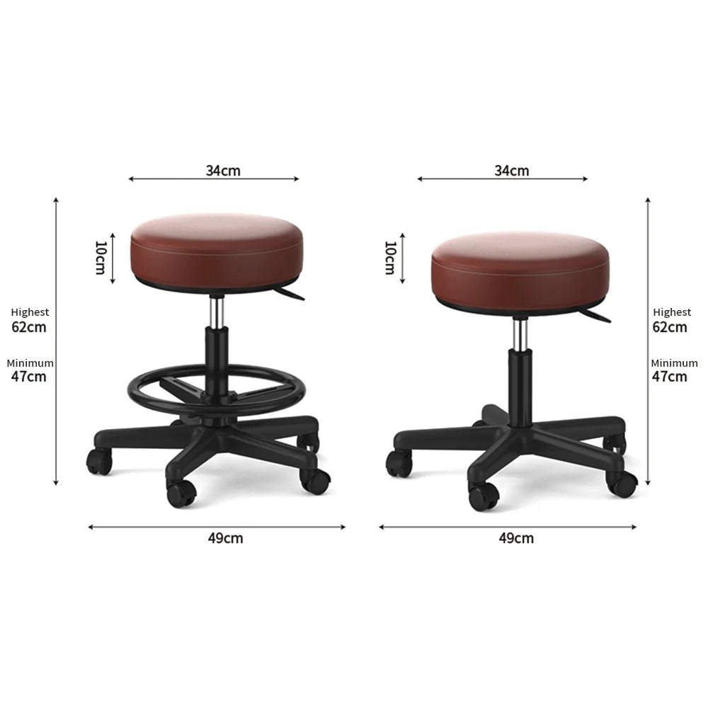 Tabouret marron réglable, parfait pour les studios manucure