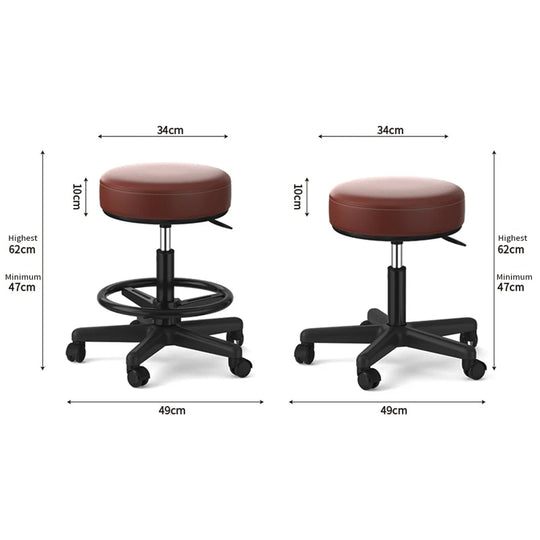 Tabouret marron réglable, parfait pour les studios manucure