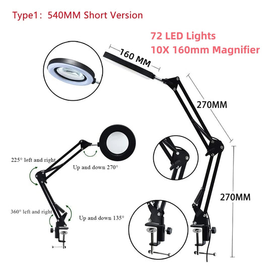 Lampe loupe esthétique LED flexible avec pince robuste