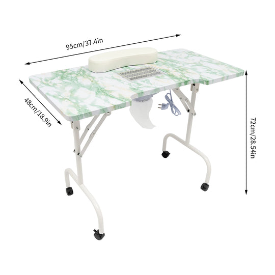 Table de manucure pliable aspirante vert marbre