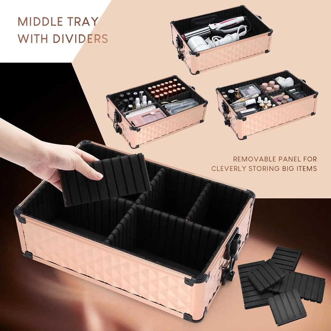 Valise manucure 3 en 1 rose gold pour les professionnels