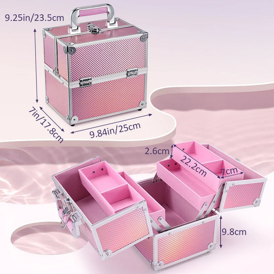 Valise manucure professionnelle portable rose brillant