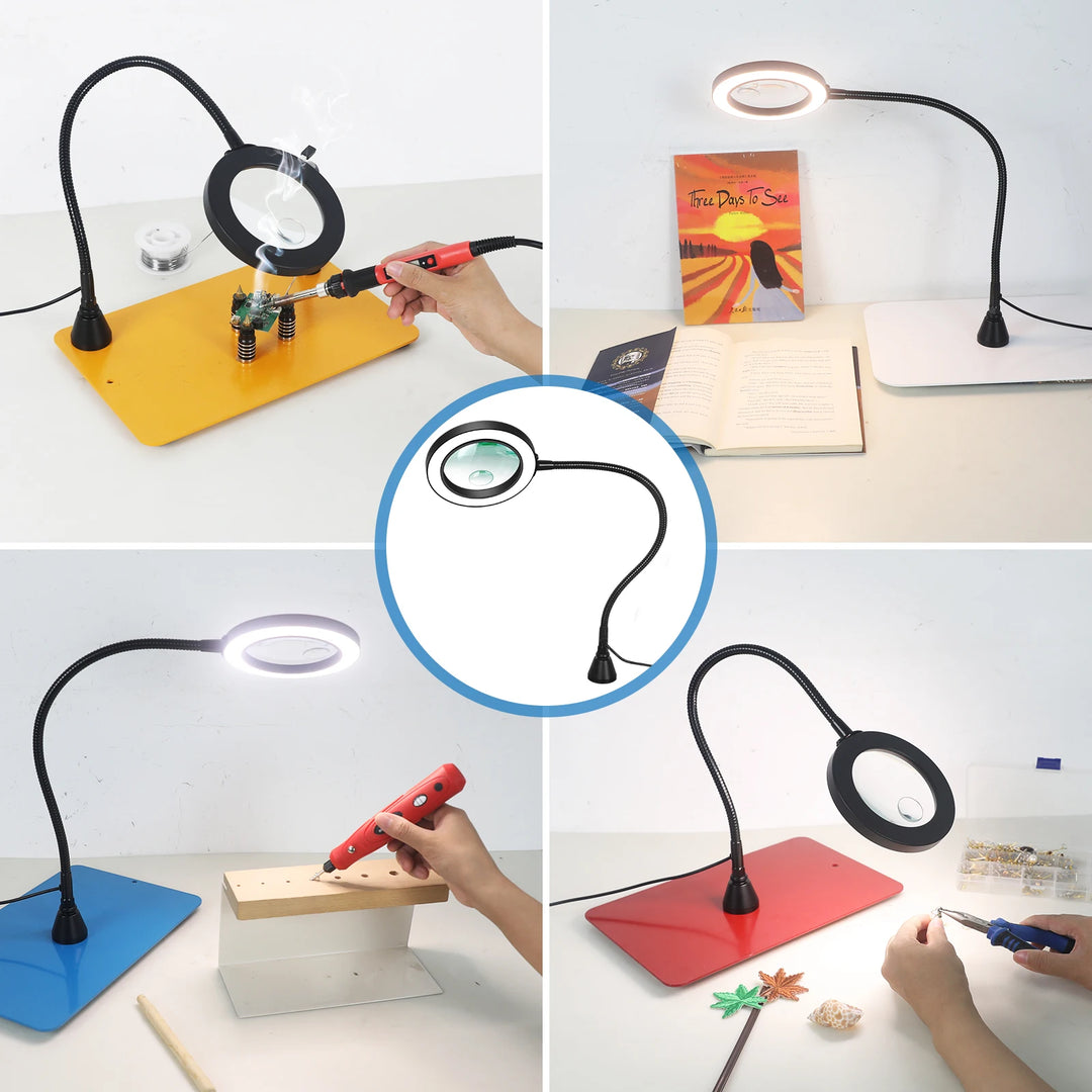 Lampe loupe esthétique 3X-6X avec base magnétique