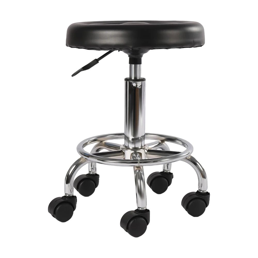 Tabouret manucure noir pivotant avec roulettes robustes