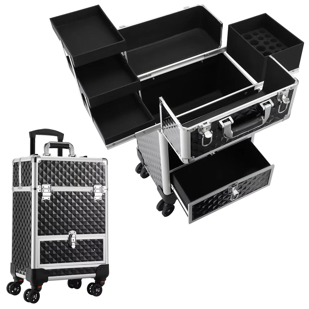 Valise de manucure pro à roulettes avec rangements